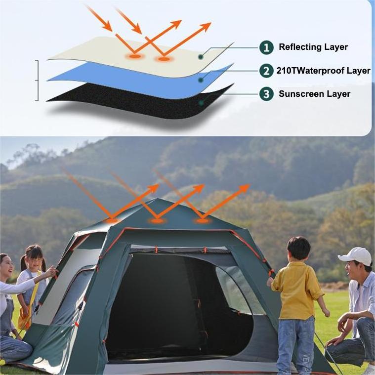 Factory Wholesale Waterproof 3-4 person Hiking Folding Automatic Pop Up Instant Camping Tent