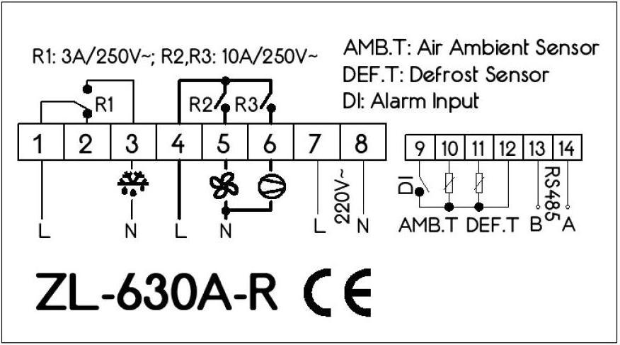 ZL-630A-R, thermostat modbus, Temperature Controller with rs485, Cold Storage controller modbus, Lilytech