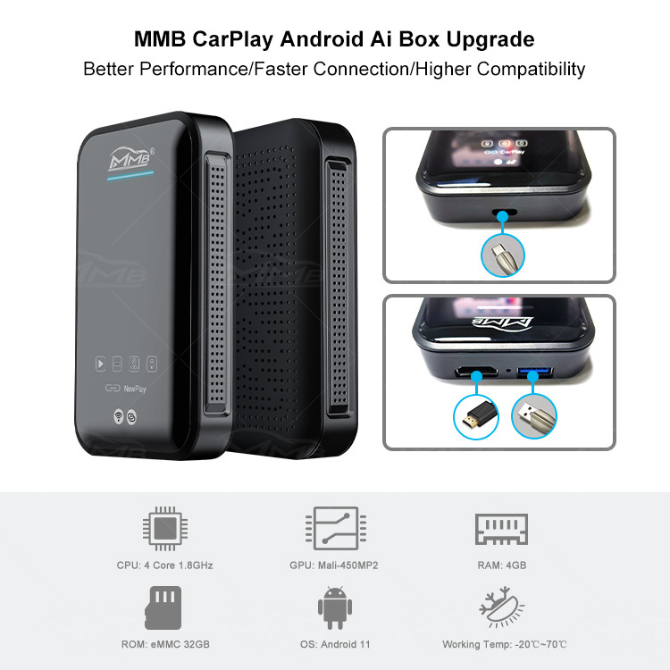 Factory Supply Wholesale MMB 2021 New CarPlay AI Box CarPlay for YouTube Netflix Android 11 MMB CarPlay Smart Multimedia Box