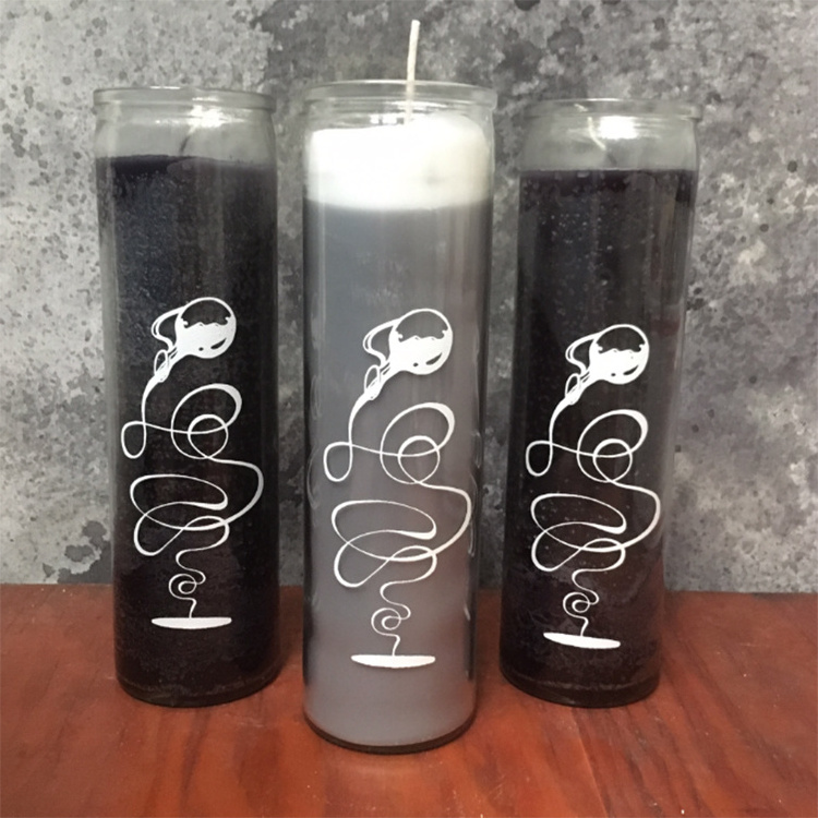 Wholesale Custom Logo Pattern Glass Jar Church Religious Spiritial Votive Prayer 7 Days Candles