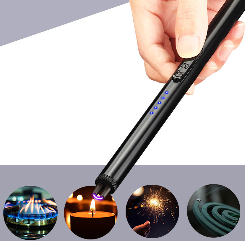 Candle Lighter USB Rechargeable Electric Plasma Lighter Windproof Flamesless Long Arc Lighters