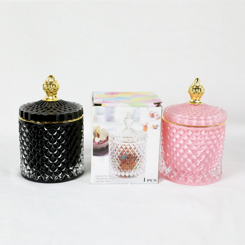 Luxury Double Wall Glass Candle Jar with Lid Glass Soy Wax Candle Holder with Package Gift Box