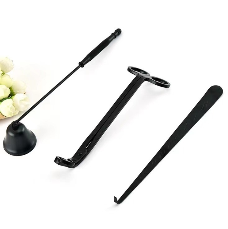 Wholesale 3- Set Matte Black Wick Candle Scissors Snuffer Accessory Wick Trimmer Candle Care Tools Set