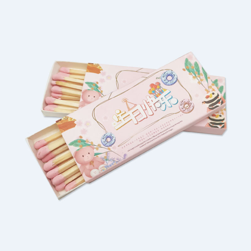 Customized Matches 96mm Long Multi-style Matchbox Long Burning Time Wooden Stem Matches