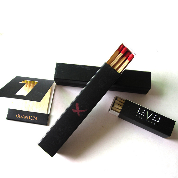 Environment-Friendly 96mm New Chinese Style Matches Black Box Long Wooden Stem Matches