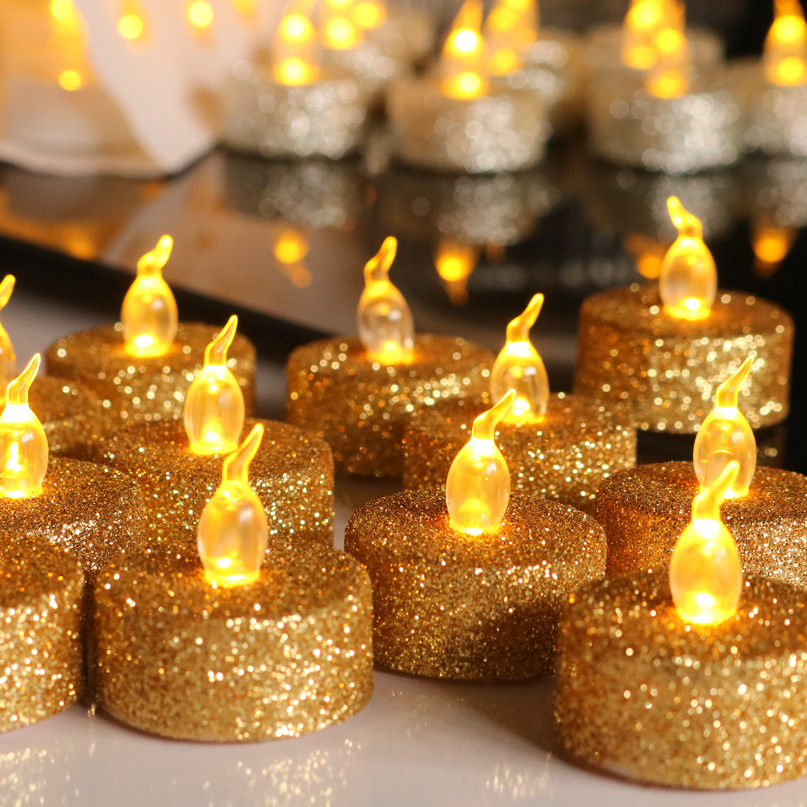 Quality Assurance Gold-Plated Powder Tea Wax Wedding Birthday Romantic Led Candle Light