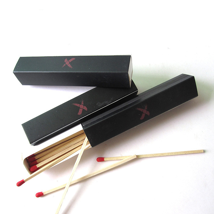 Environment-Friendly 96mm New Chinese Style Matches Black Box Long Wooden Stem Matches