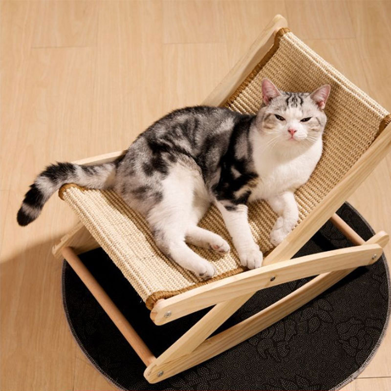 Wooden Cat Scratcher Board Cat Sleeping Bed Canvas Sisal-Covered Adjustable Grind Claw Resistant Kitten ToyCat Bed Hammock