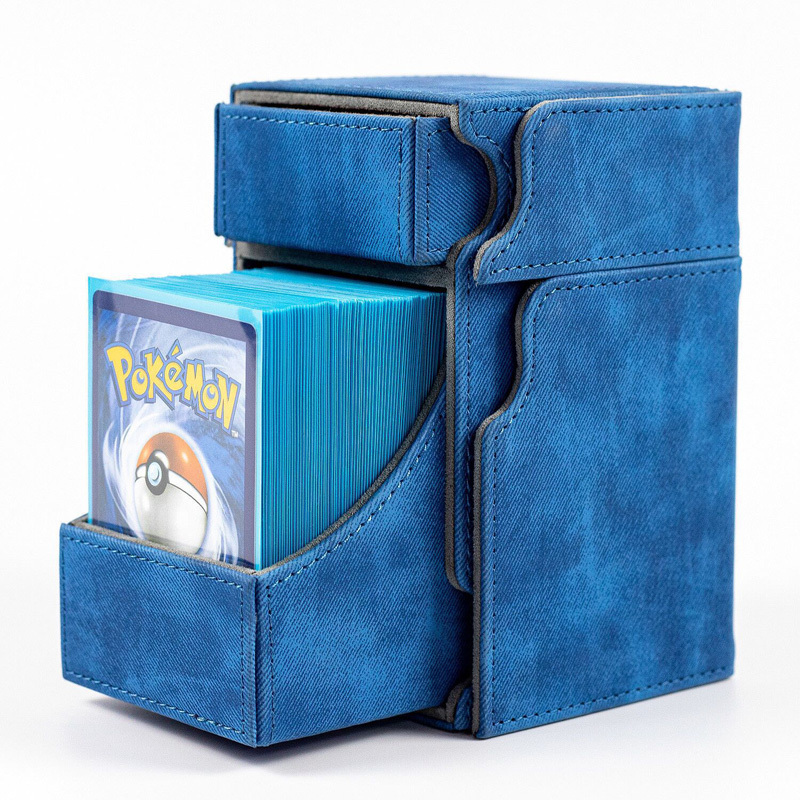 Custom Leather MTG Pokemoned Deck Box for Commander Display Card Deck Box Fits 100 Double Sleeved Cards TCG Card Storage Box