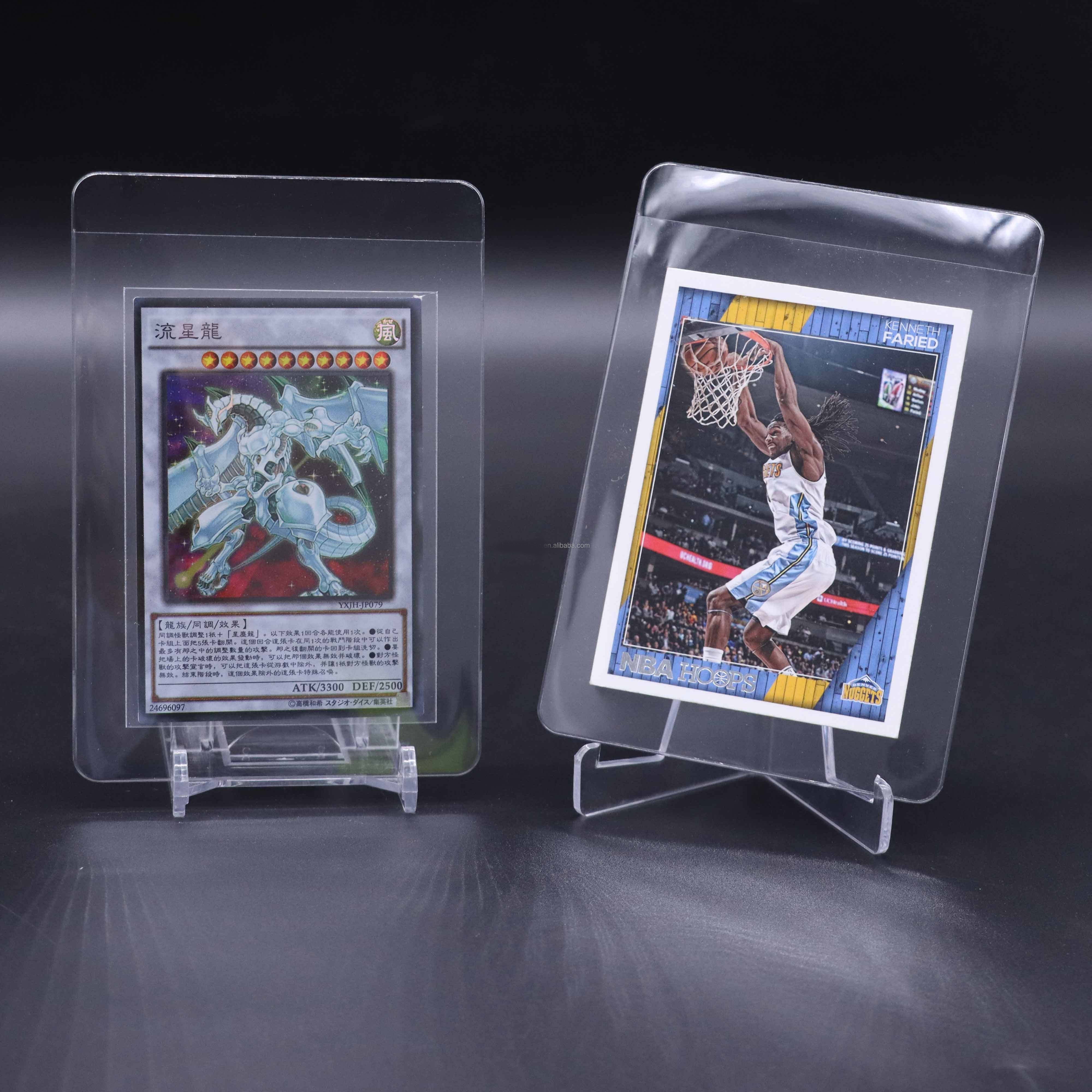 Custom Logo high quality clear pvc card holder of sports semi rigid card saver holder sleeve