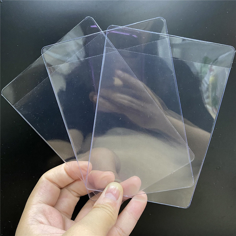 Custom Logo high quality clear pvc card holder of sports semi rigid card saver holder sleeve