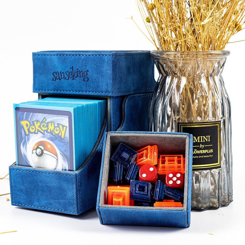 Custom Leather MTG Pokemoned Deck Box for Commander Display Card Deck Box Fits 100 Double Sleeved Cards TCG Card Storage Box