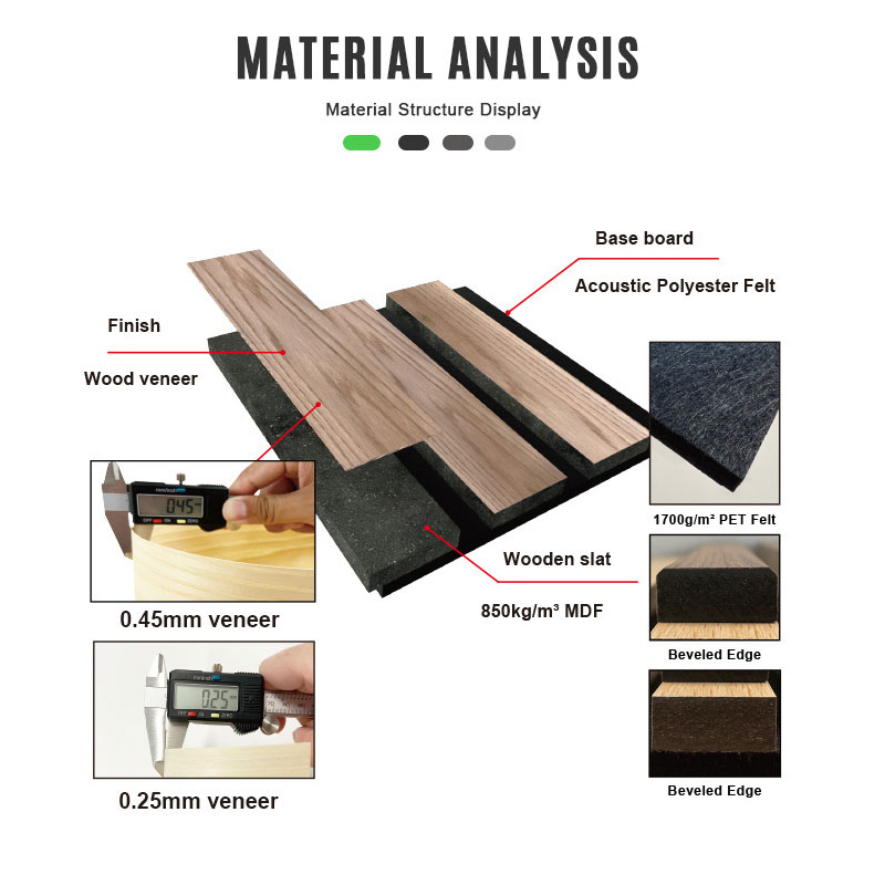 Oak Veneer Slatted Wood Wall Panel Akupanel Veneer Acoustic Slat Panel Wooden 240cmx60cm