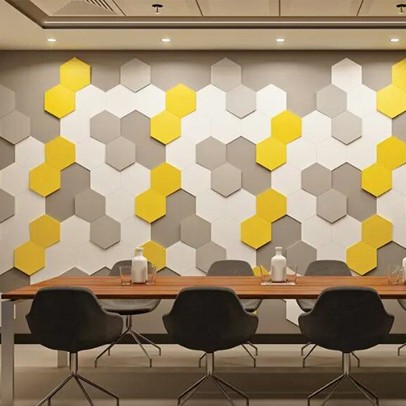 Polyester Fiber Acoustic Hexagon Wall Panel New Fashionable Hexagon Board Hexagon 3d Wall Panels