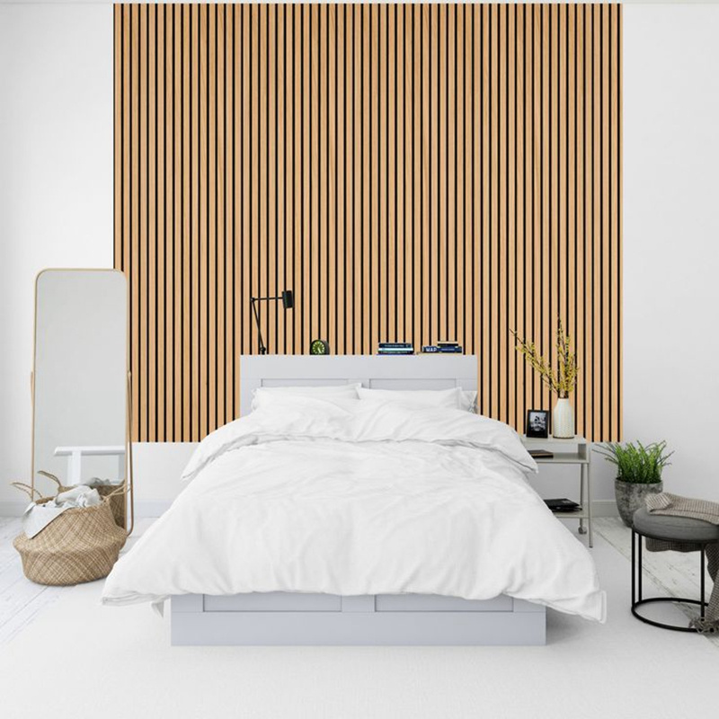 100% Sustainable Wood Slat Wall Panels Wooden Panel Ceiling For Apartment Hotel Decoration Slat Accent Wall Akupanel