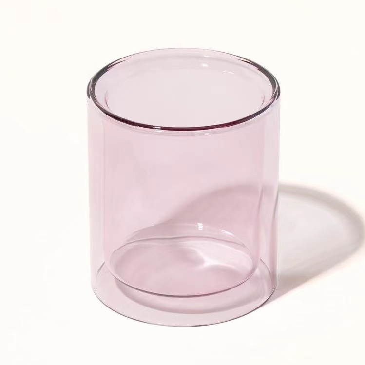 11OZ Multi Color Empty Candle Vessels Double Wall Luxury Glass Jars Soy Wax Votive Candle Holder for Candles