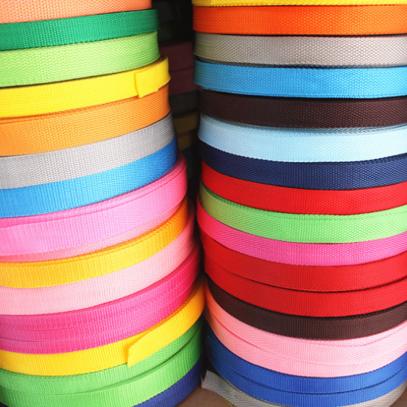 Stock 20mm 25mm 38mm 50mm colored custom polypropylene PP webbing tape strap for bags