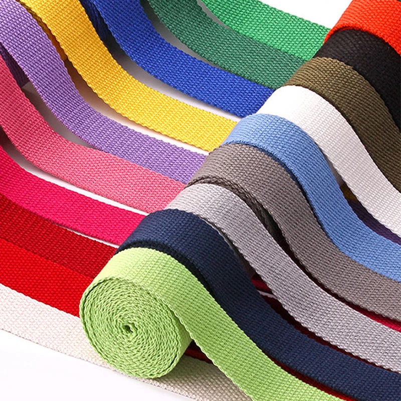 Custom sustainable 25mm 38mm 50mm recycled polyester cotton textile webbing tape for bag strap