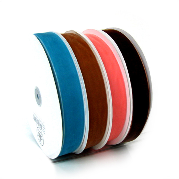 Wholesale single sided stretch velvet ribbon printed single  face silk  elastic velvet ribbon