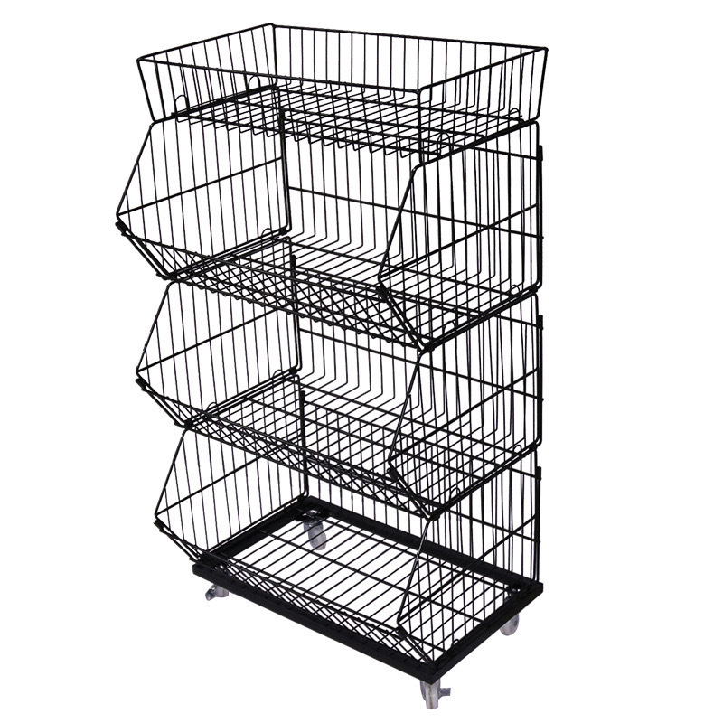 5 Tiers Basket Storage Wire Shelving For Supermarket And Stores