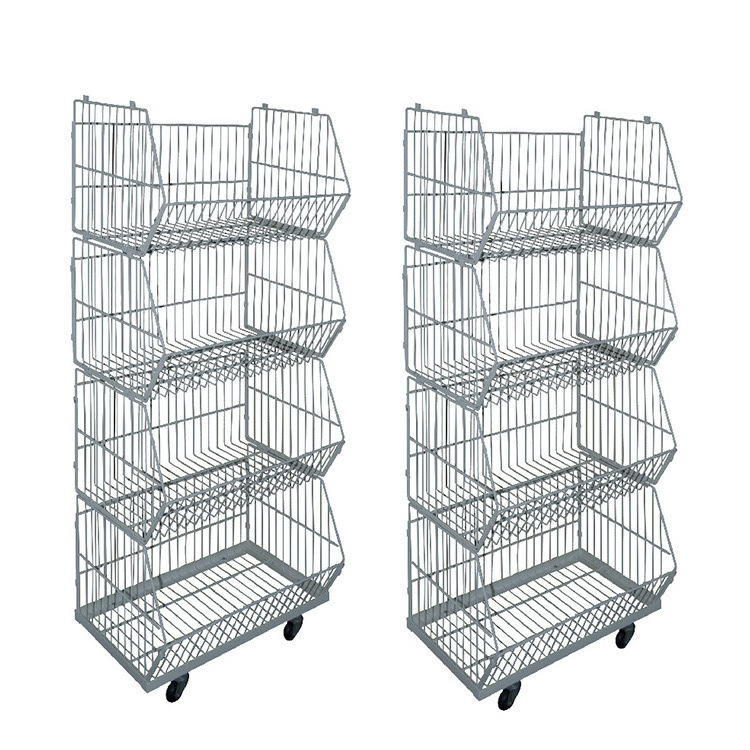 Customized 5 tiers kitchen vegetable storage baskets wire shelving retail display racks