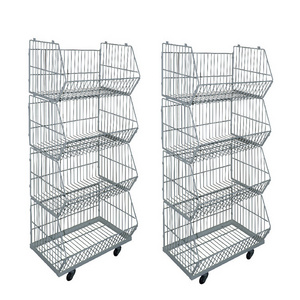 Customized 5 tiers kitchen vegetable storage baskets wire shelving retail display racks