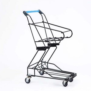 Zinc Plated New Type 2-tier Cart Retail Supermarket Shopping Basket Trolley