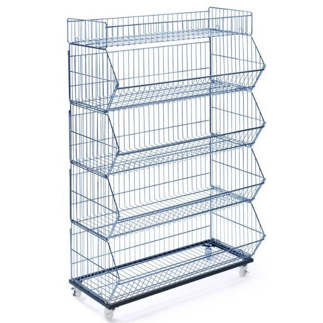 High quality 5 tiers basket storage wire shelving supermarket shelves