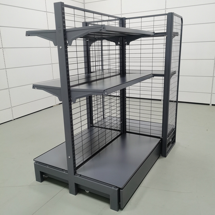 Hot Selling Easy Assembly Black Mesh Stationery Store Shelves Display Shelf Racks Retail Store Shelving