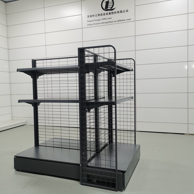 Hot Selling Easy Assembly Black Mesh Stationery Store Shelves Display Shelf Racks Retail Store Shelving