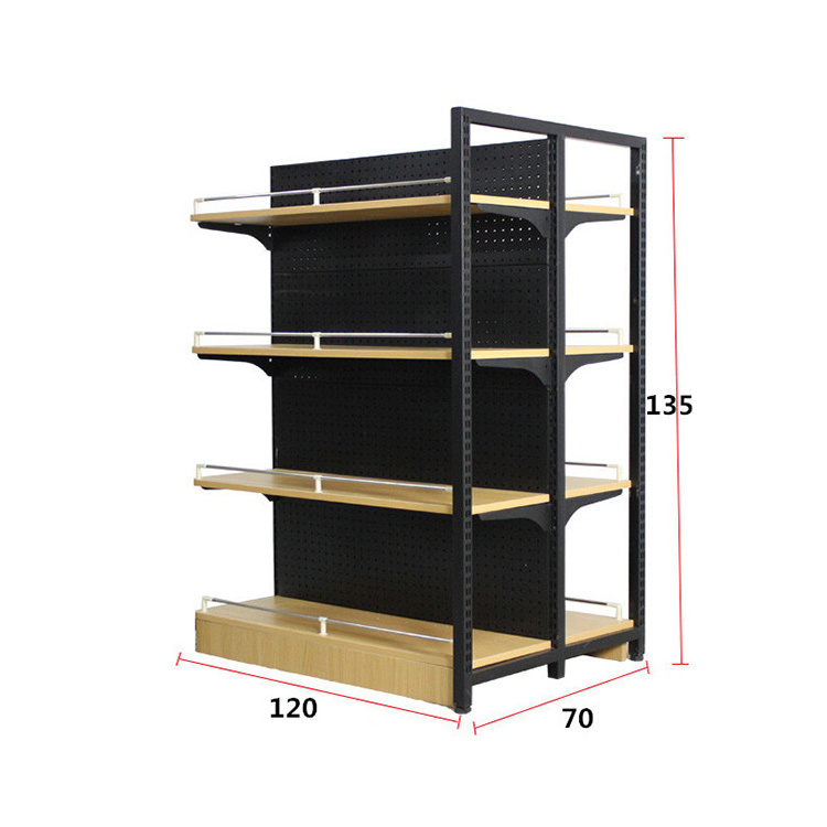 Wholesale Steel-Wood 5 Layers Wooden Grocery Retail Store Supermarket Shelf