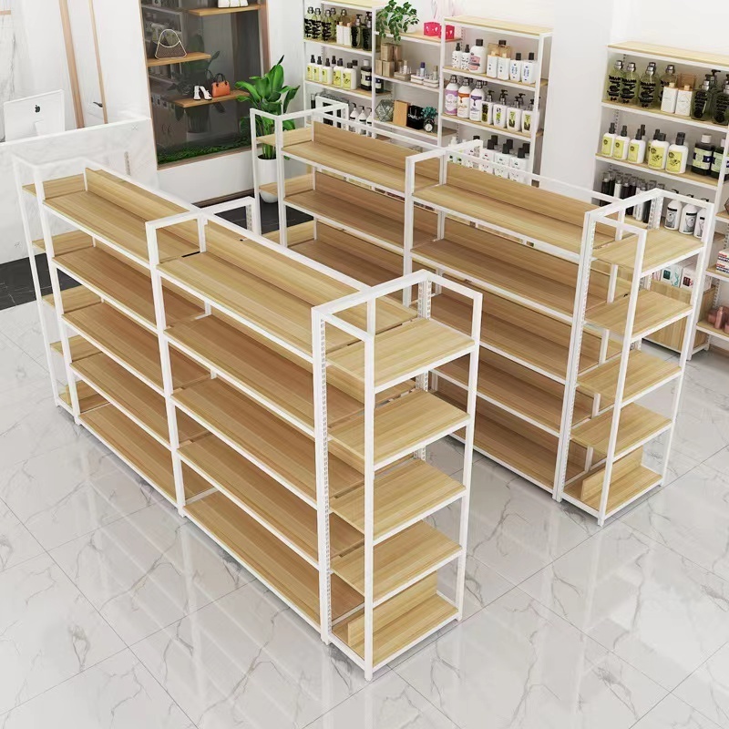 China Factory White 4 Layers Steel retail store cosmetics display Supermarket Display Shelves