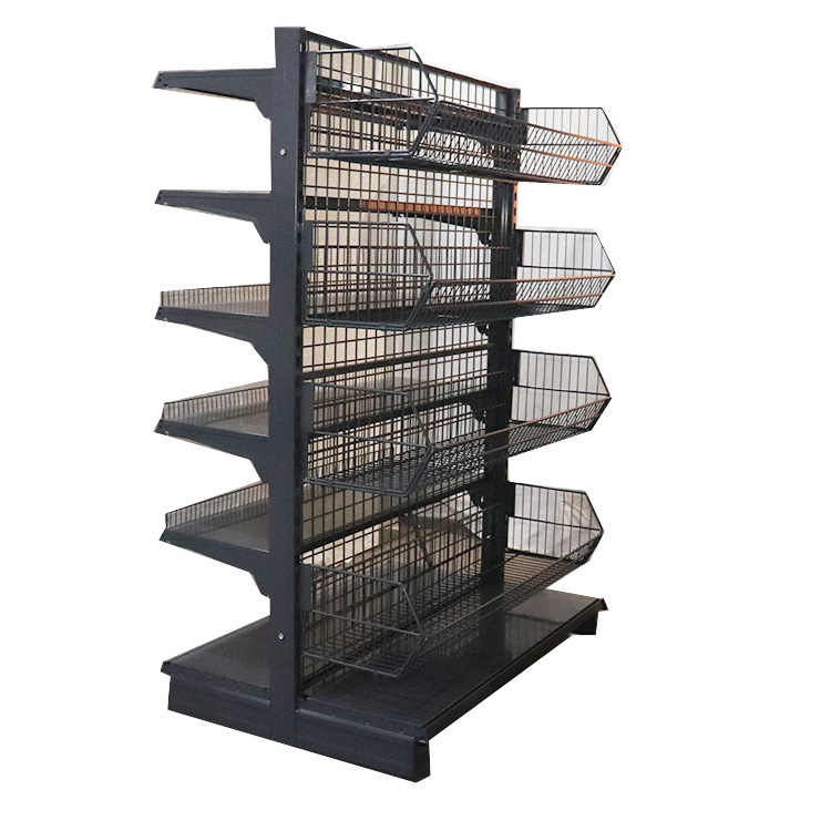 Wholesale Black Metal Single Sided Small Retail Store Shop Supermarket Wire Shelf