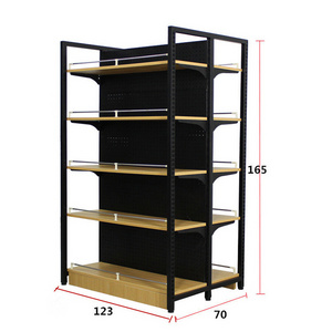 Wholesale Steel-Wood 5 Layers Wooden Grocery Retail Store Supermarket Shelf