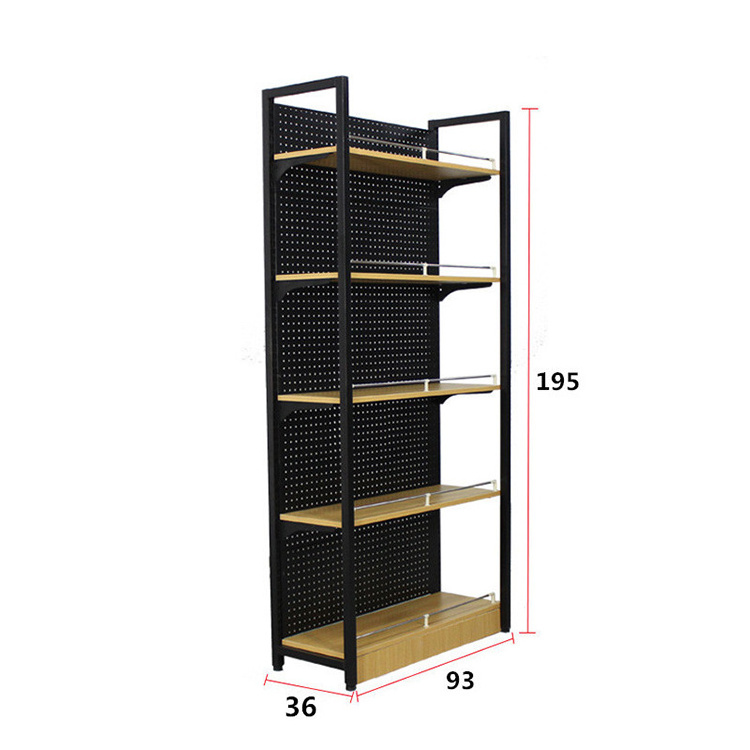 Wholesale Steel-Wood 5 Layers Wooden Grocery Retail Store Supermarket Shelf