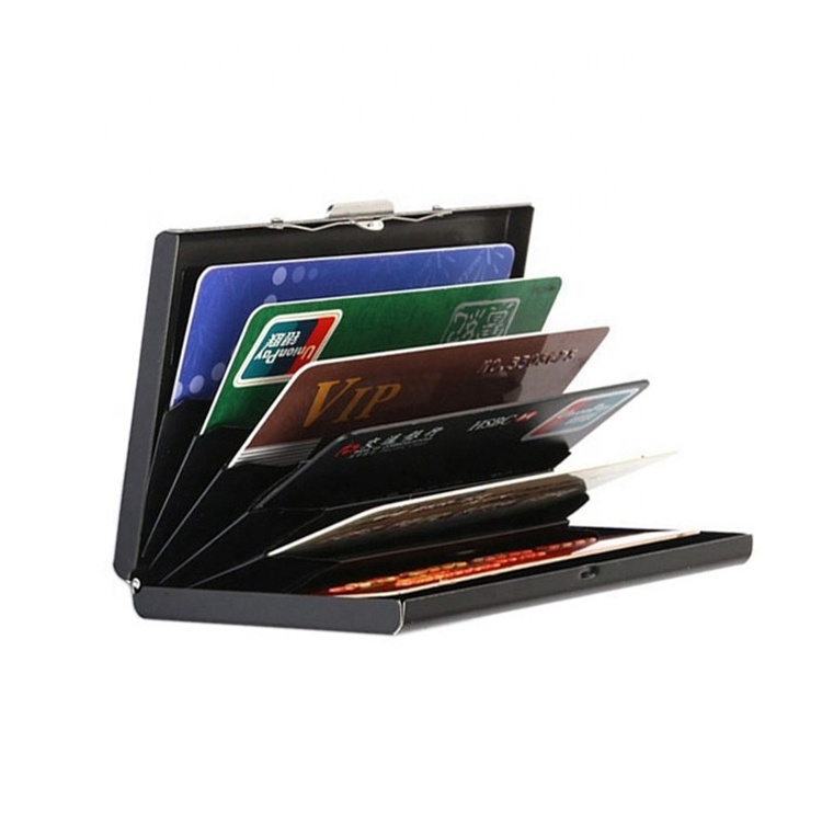 hot selling black titanium stainless steel RFID metal credit card holder