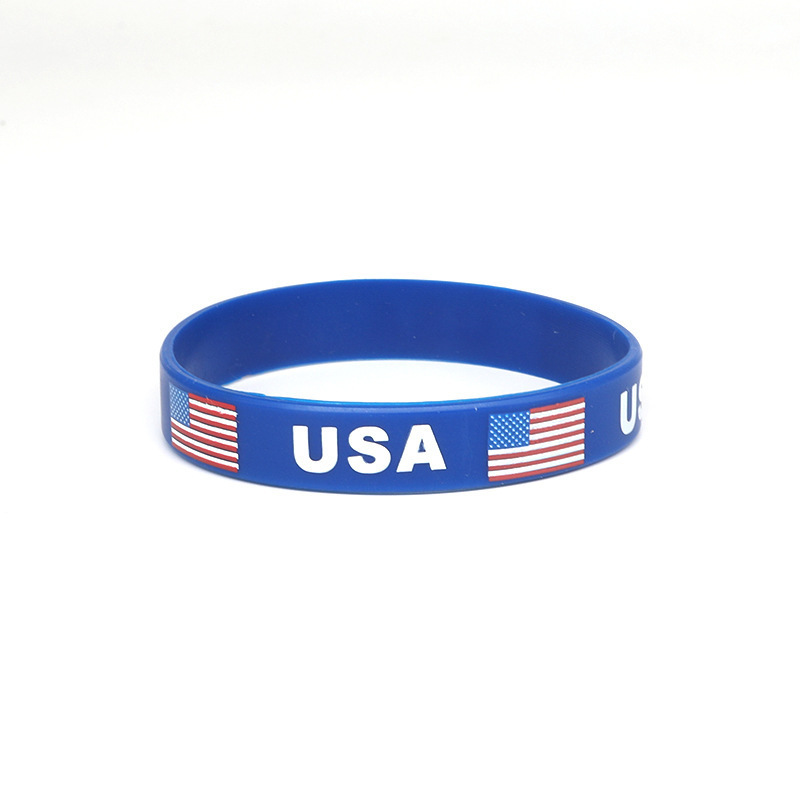 2022 gift flag silicone bracelet USA Germany Spain Portugal top16 Qatar football flag wristband for sale