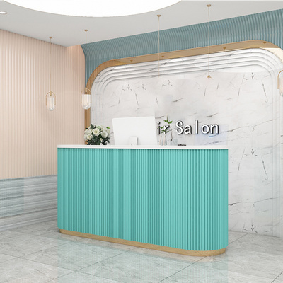 Office Hotel Pink Small Modern Front Desk Reception Counter Spa Beauty Salon Reception Desk