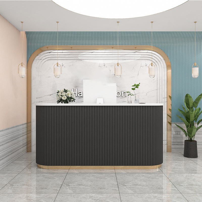 Office Hotel Pink Small Modern Front Desk Reception Counter Spa Beauty Salon Reception Desk