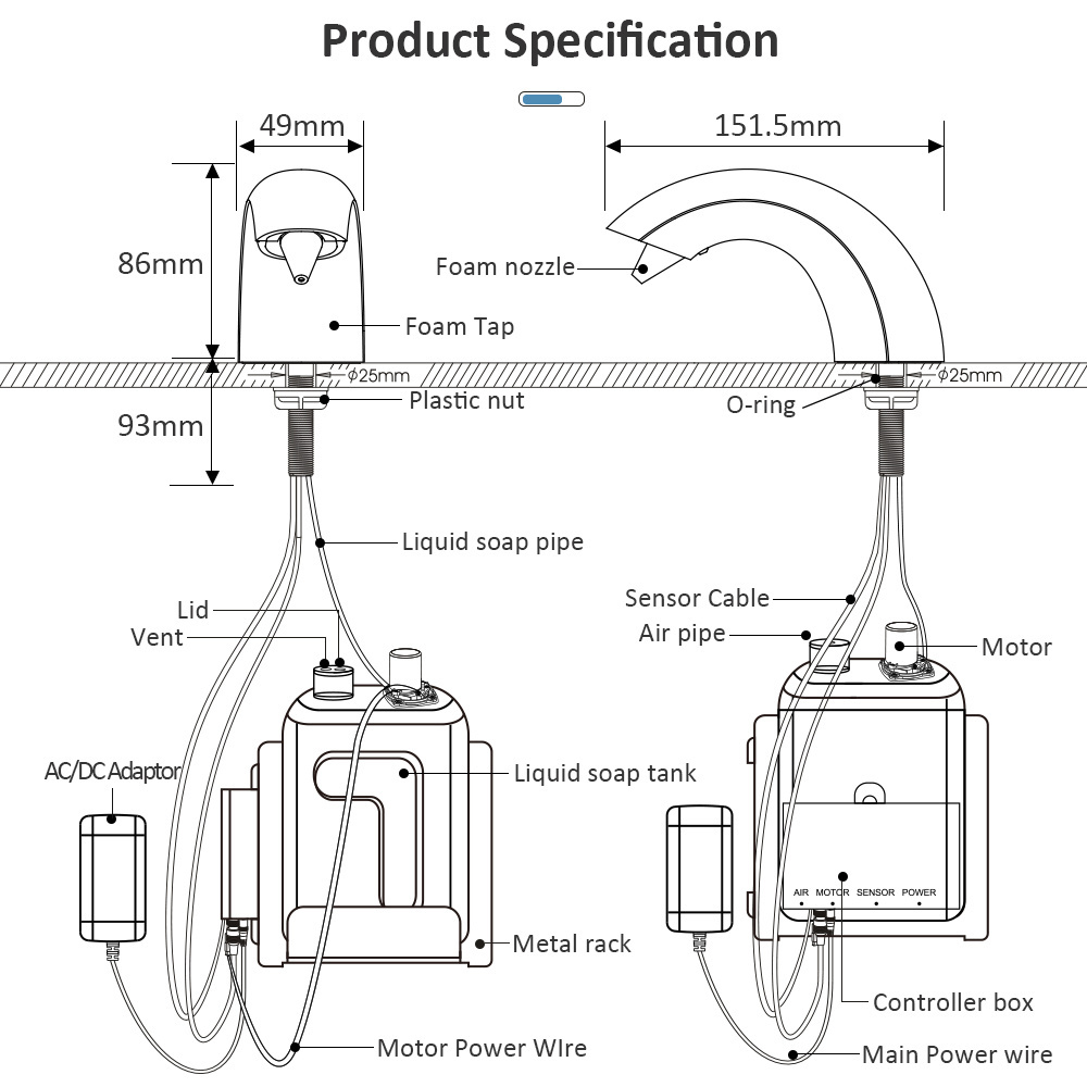 Faucet Style Sensor Touchless Automatic Foam Soap Dispenser for Bathroom