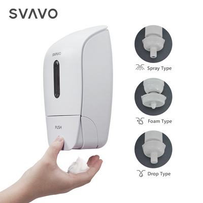 SVAVO Hotel Bathroom Wall mounted Plastic Manual 800ml refillable Liquid Gel Shampoo Foam Soap Dispenser