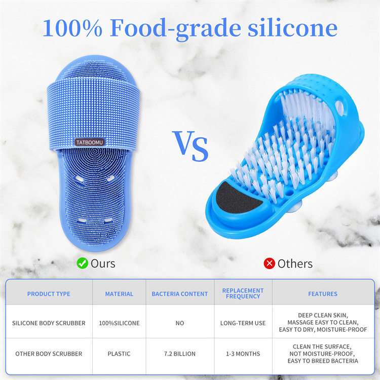 Health Care Callus Remover Cleaner Massage Brush Bathroom Products Silicone Shoe Foot Scrubber Shower Slipper for washing feet