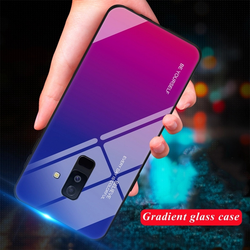 Gradient Color design Tempered Glass Mobile Back Cover Case For Samsung For Galaxy Note 8 9 S8 S9 S10 5G A6 A7 A8 J4 J6 J8 Plus