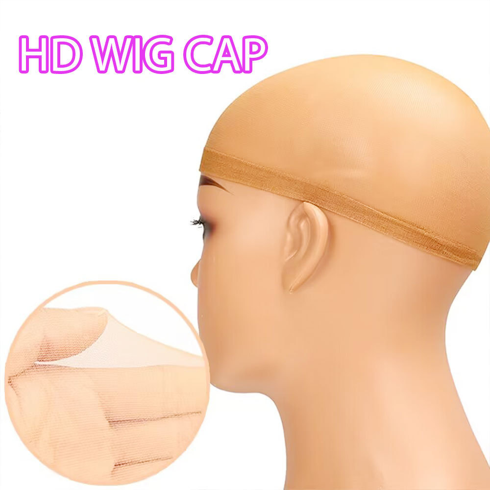 Custom Logo 2pcs in 1 bag Free Size Strong Elastic Super Thin Invisible HD Wig Cap Breathable Ultra Sheer Nylon Wig Caps