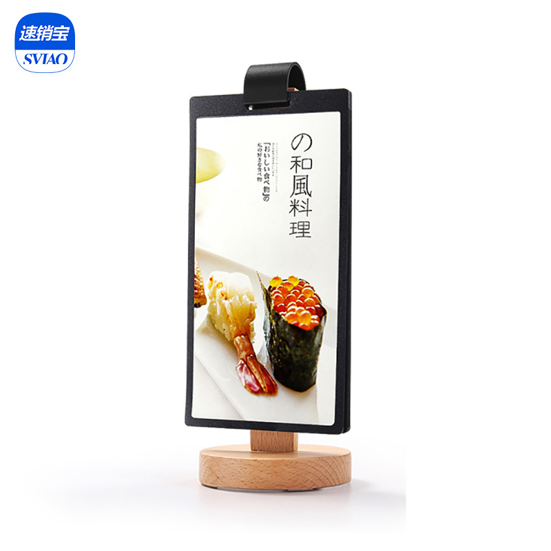 High quality Page turning fast food coffee Bar restaurant wood menu holder stand for display