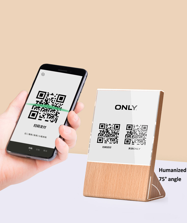 Acrylic wood display stand holder photo frames for Price tag qr code pay menu name card office meeting