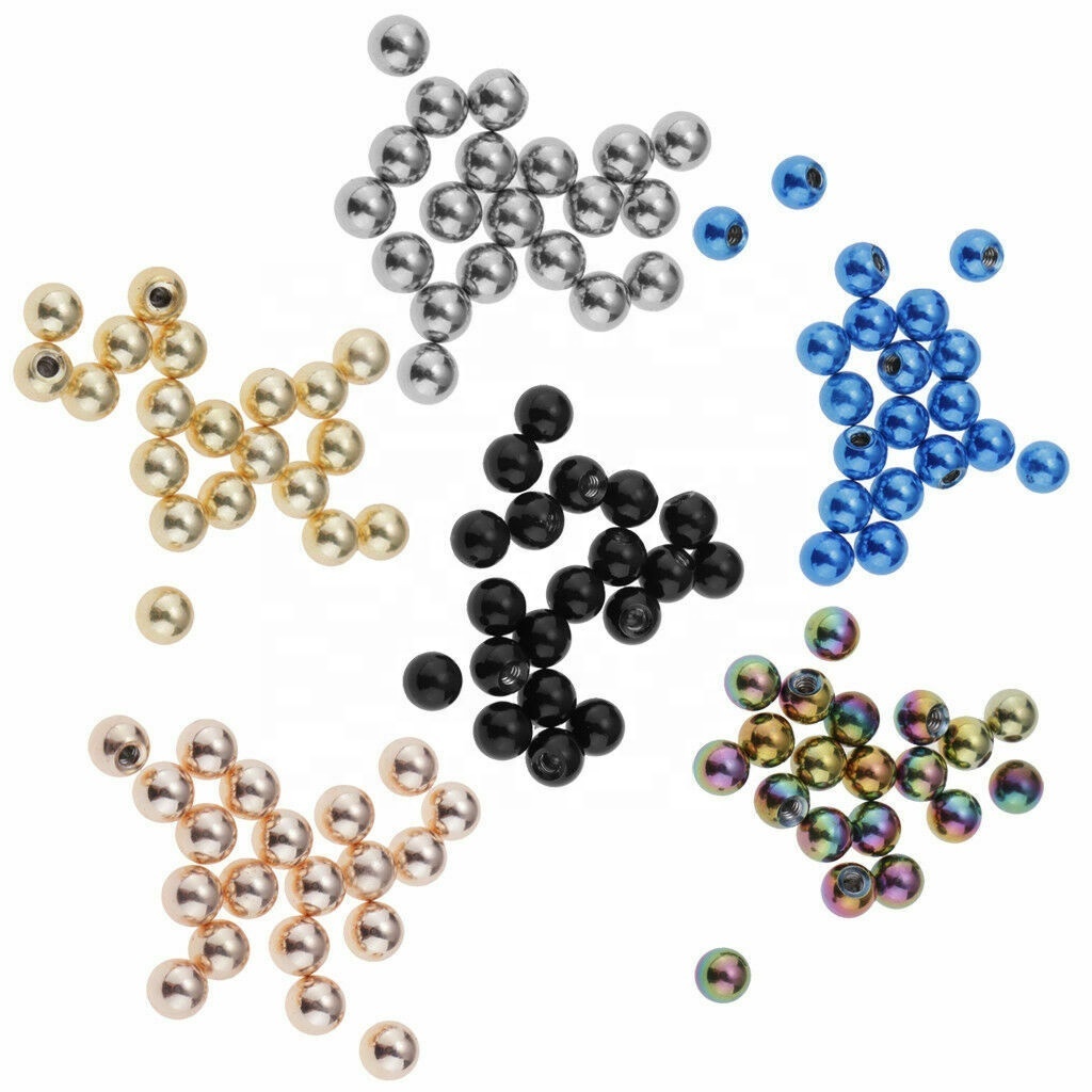 High Quality Colorful Stainless Steel External Threaded Plain 5mm Ball Steel Pierc Accessory Luxury Body Piercing Jewelry