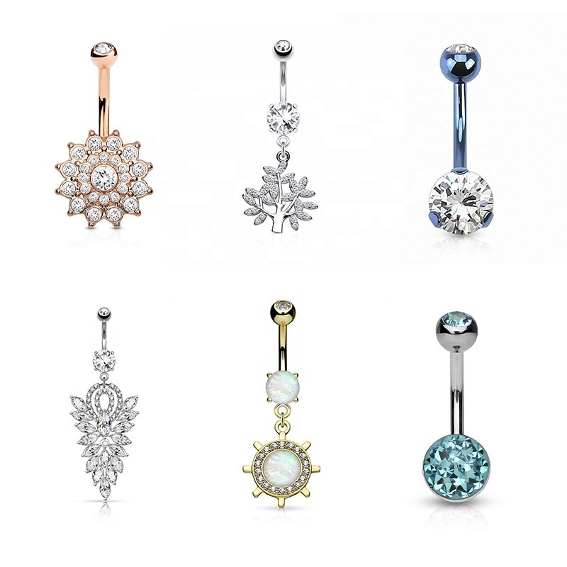 2023 Luxury Titanium Stainless Steel Belly Ring Manufacturers Summer Navel Belly Ring Sexy Navel Piercing