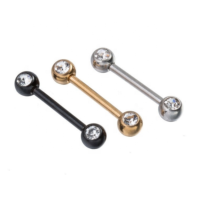 Doule Gems 316L Stainless Steel Nipple Piercing