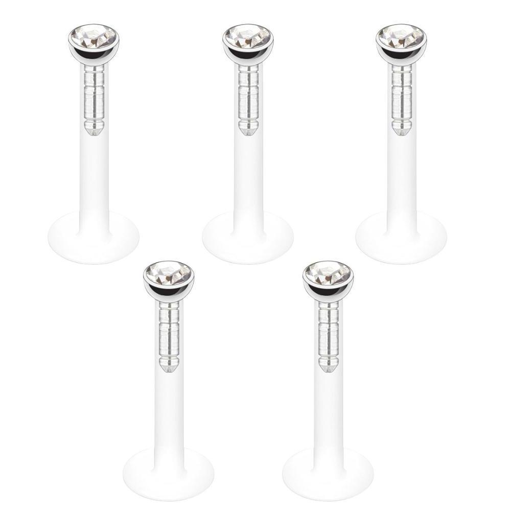 Crystal G23 Titanium Head Flexible Bioflex Push-in Labret Crystal Piercing Colourful Bioflex Labret